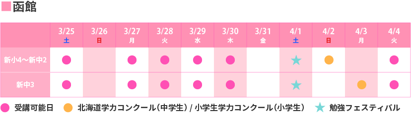 函館_春期個別日程表