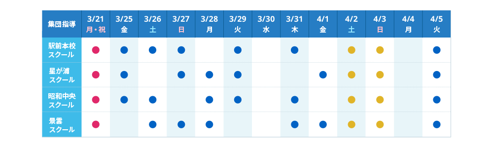 【釧路】春期講習会日程画像