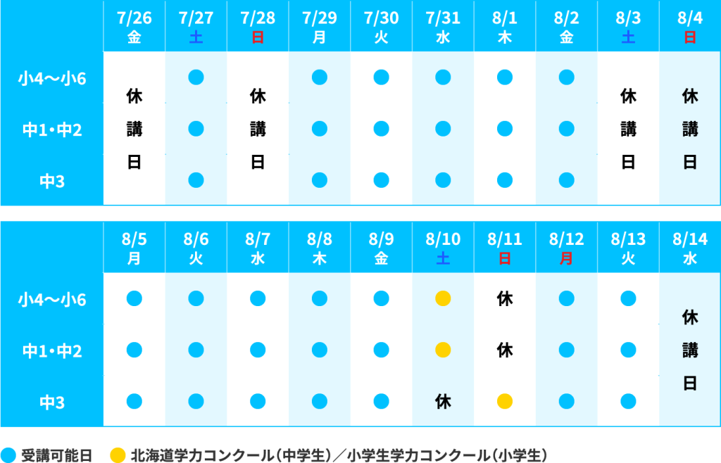 2024RPLUS夏期釧路日程表